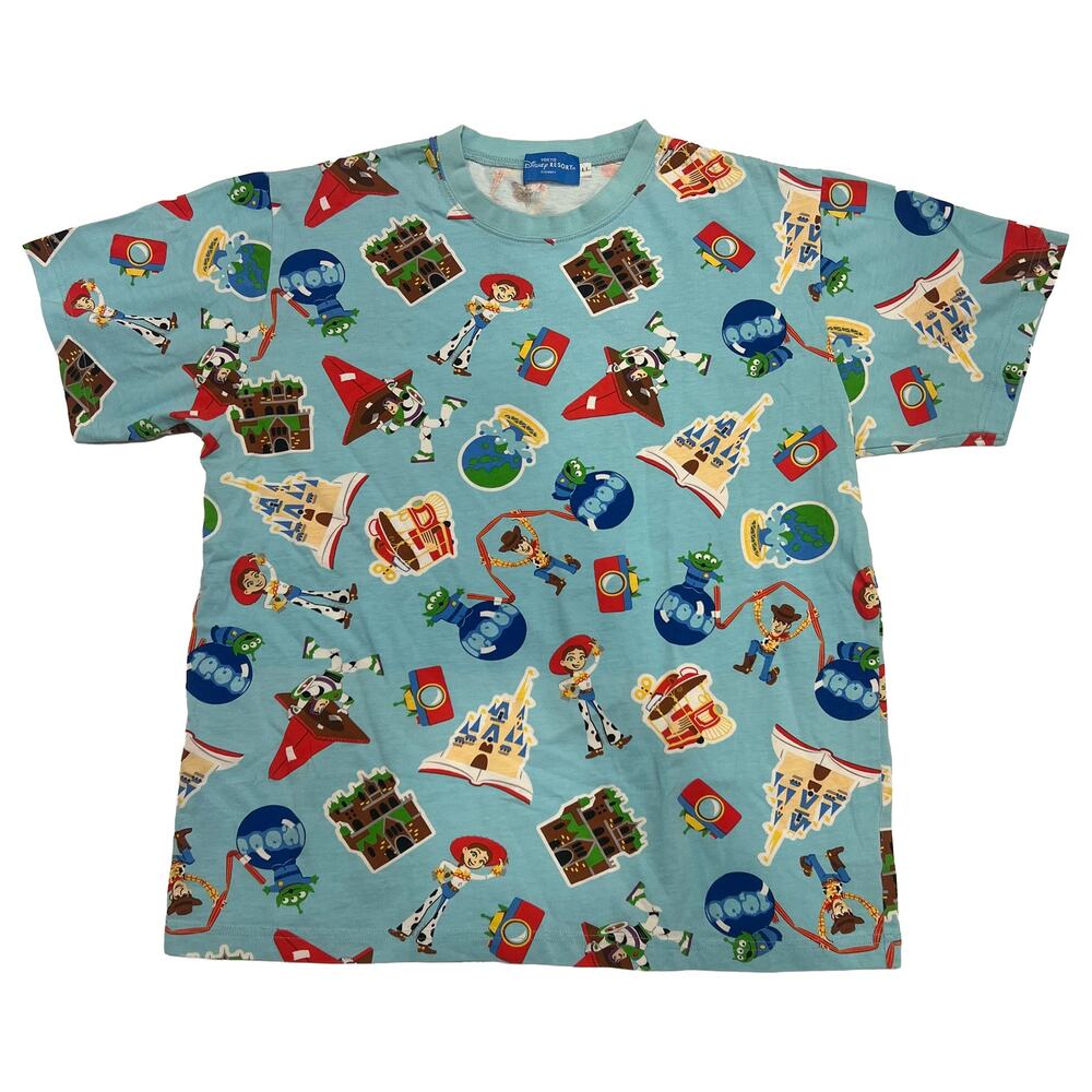 Tokyo Disney Resort Toy Story All Over Print Shirt Size LL Extra Large Blue